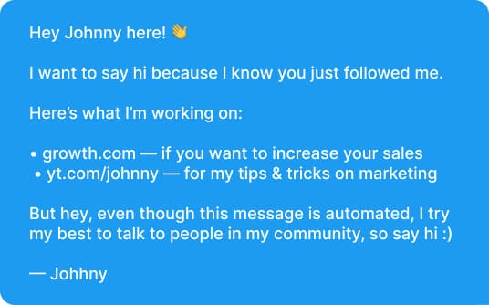 Welcome message