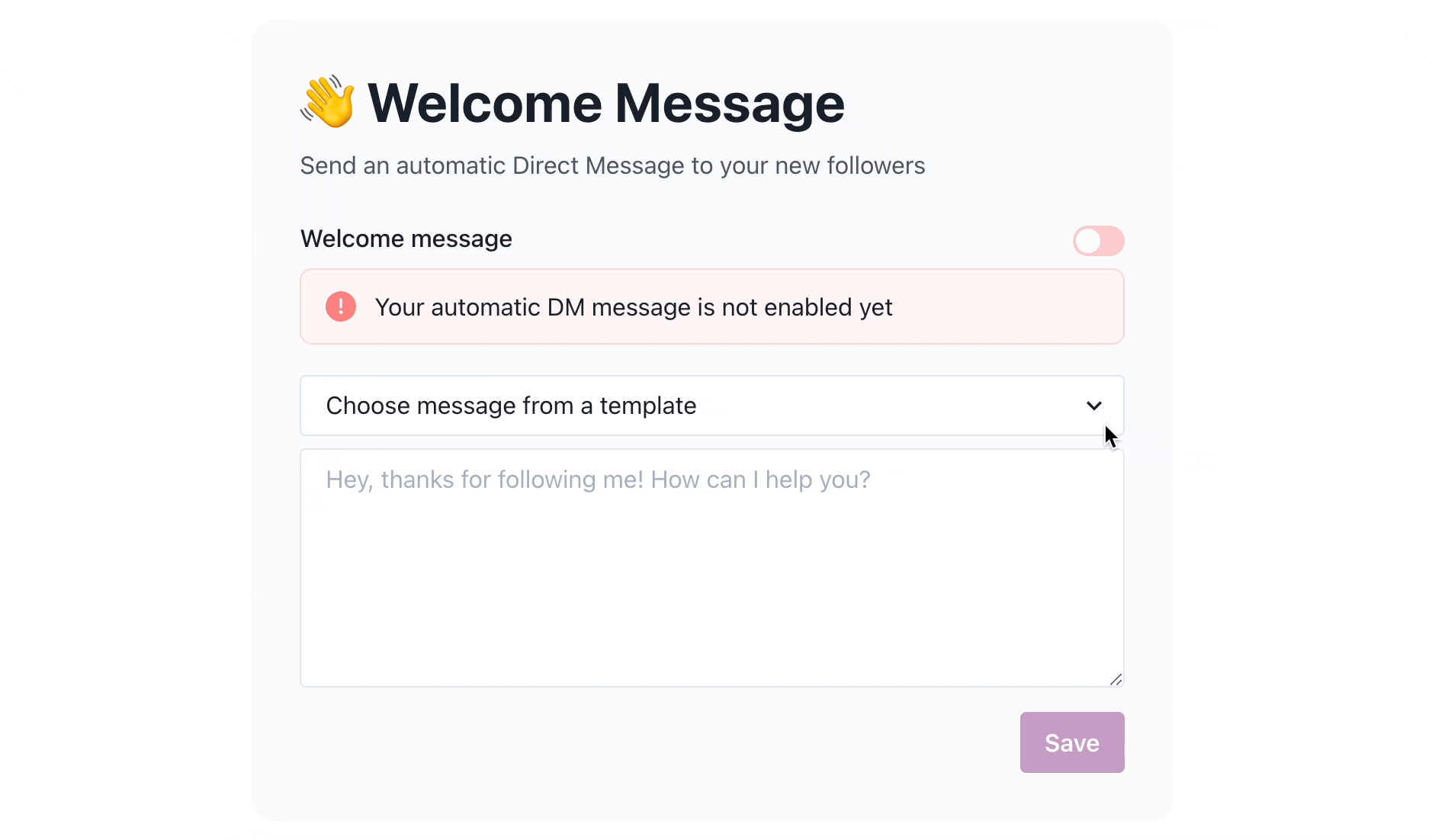 Conversations started with a welcome message